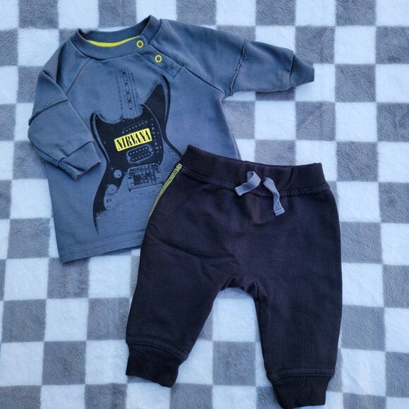 Nirvana Baby Cotton Sweatshirt & Pants Set Size 0-3m - Picture 1 of 3